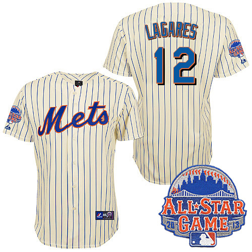 Juan Lagares #12 MLB Jersey-New York Mets Men's Authentic All Star White Baseball Jersey